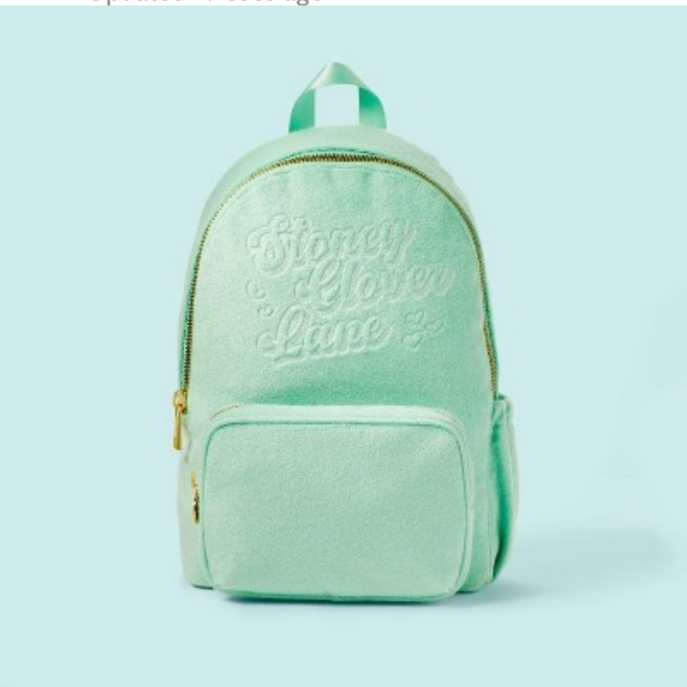 NWT stoney clover mint green terry book bag back pack